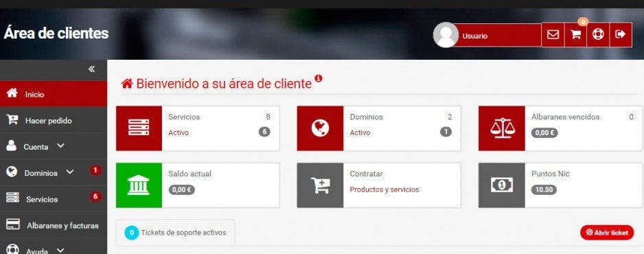 Nuevo área de clientes