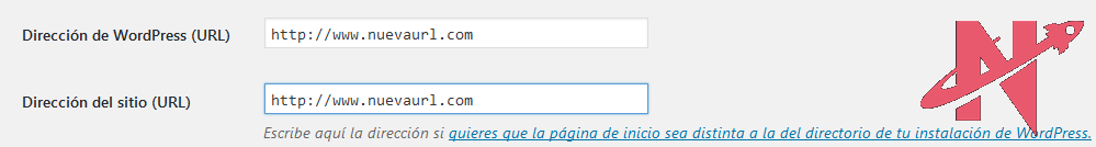 cambiar la URL de WordPress