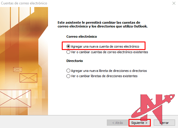 agregar cuenta de correo