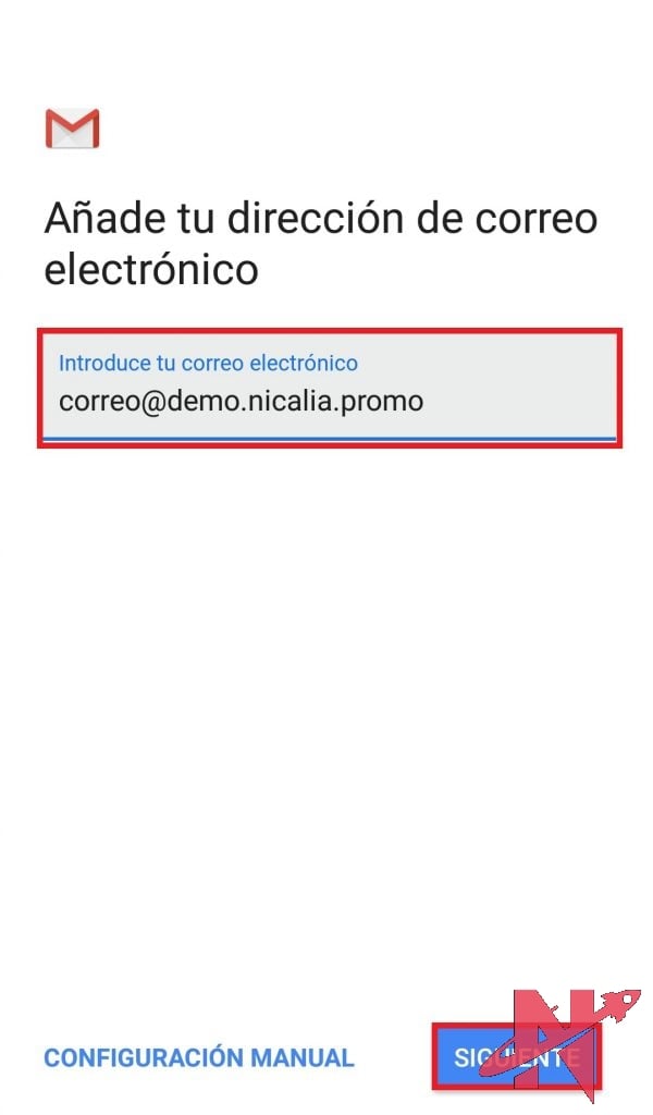 añadir correo electronico