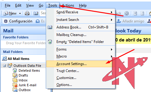 configuracion de ajustes outlook 2007