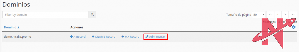 dominios administrar